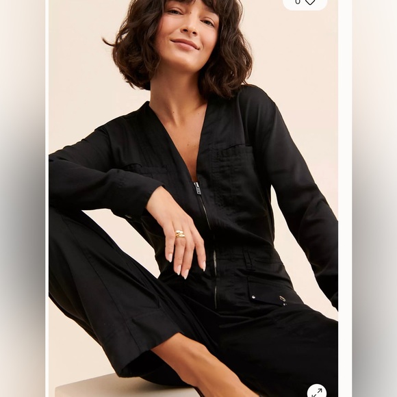 Free People Time for Me black lyocell overall jumpsuit size Medium new - Picture 7 of 16